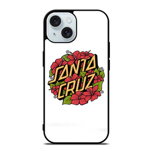 SANTA CRUZ SKATEBOARD FLORAL WHITE iPhone 15  Case Cover