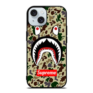 SHARK CAMO BATHING APE SUPREME iPhone 15 Case Cover SHARK CAMO BATHING APE SUPREME iPhone 15 Case Cover