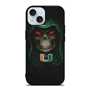 UM MIAMI HURRICANES SKULL iPhone 15 Case Cover UM MIAMI HURRICANES SKULL iPhone 15 Case Cover