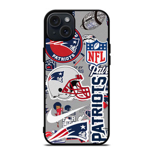 NEW ENGLAND PATRIOTS NFL STICKER BOMB iPhone 15 Plus Case NEW ENGLAND PATRIOTS NFL STICKER BOMB iPhone 15 Plus Case