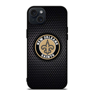 NEW ORLEANS SAINTS METAL BADGE iPhone 15 Plus Case NEW ORLEANS SAINTS METAL BADGE iPhone 15 Plus Case