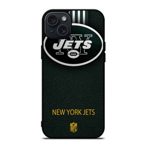 NEW YORK JETS LEATHER LOGO iPhone 15 Plus Case NEW YORK JETS LEATHER LOGO iPhone 15 Plus Case
