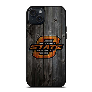 OKLAHOMA STATE UNIVERSITY WOODEN LOGO iPhone 15 Plus Case OKLAHOMA STATE UNIVERSITY WOODEN LOGO iPhone 15 Plus Case