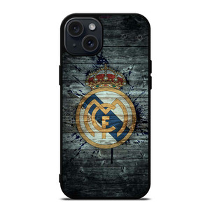 REAL MADRID WOODEN LOGO iPhone 15 Plus Case REAL MADRID WOODEN LOGO iPhone 15 Plus Case