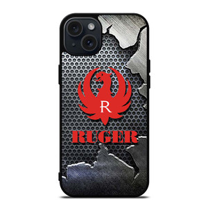 STURM RUGER FIREARM METAL LOGO 2 iPhone 15 Plus Case STURM RUGER FIREARM METAL LOGO 2 iPhone 15 Plus Case