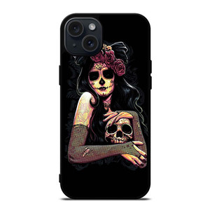 SUGAR SKULL TATTOO GIRL iPhone 15 Plus Case SUGAR SKULL TATTOO GIRL iPhone 15 Plus Case