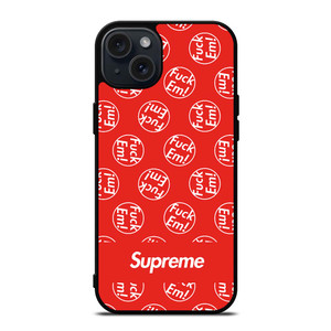 SUPREME FUCK EM PATTERN iPhone 15 Plus Case SUPREME FUCK EM PATTERN iPhone 15 Plus Case