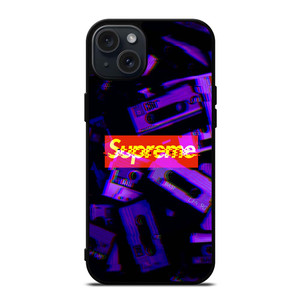 SUPREME PURPLE CASSETTE GLITCH iPhone 15 Plus Case SUPREME PURPLE CASSETTE GLITCH iPhone 15 Plus Case