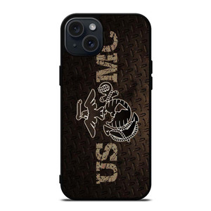 UNITED STATED MARINE CORPS METAL LOGO iPhone 15 Plus Case UNITED STATED MARINE CORPS METAL LOGO iPhone 15 Plus Case