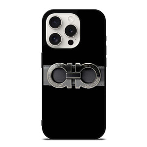 SALVATORE FERRAGAMO BELT BLACK iPhone 15 Pro Case SALVATORE FERRAGAMO BELT BLACK iPhone 15 Pro Case