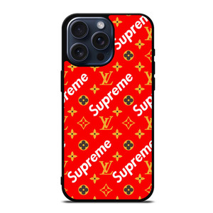 NEW SUPREME RED GOLD PATTERN iPhone 15 Pro Max Case NEW SUPREME RED GOLD PATTERN iPhone 15 Pro Max Case