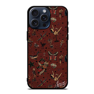 SAILOR JERRY TATTOO PATTERN iPhone 15 Pro Max Case SAILOR JERRY TATTOO PATTERN iPhone 15 Pro Max Case
