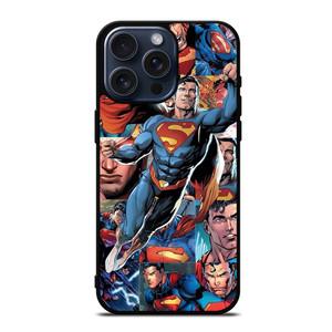 SUPERMAN COLLAGE SUPERHERO iPhone 15 Pro Max Case SUPERMAN COLLAGE SUPERHERO iPhone 15 Pro Max Case