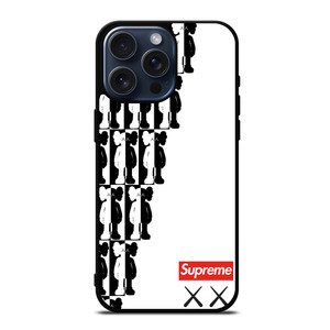 SUPREME KAWS BLACK WHITE iPhone 15 Pro Max Case SUPREME KAWS BLACK WHITE iPhone 15 Pro Max Case