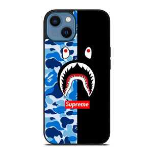 SUPREME BAPE SHARK CAMO BLUE BLACK iPhone 14 Case