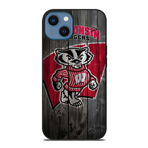 WISCONSIN BADGER WOODEN LOGO iPhone 14 Case WISCONSIN BADGER WOODEN LOGO iPhone 14 Case