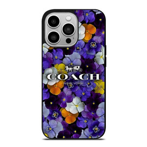 PURPLE FLOWERS COACH NEW YORK iPhone 14 Pro Case PURPLE FLOWERS COACH NEW YORK iPhone 14 Pro Case