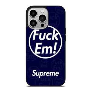 SUPREME FUCK EM BLUE iPhone 14 Pro Case SUPREME FUCK EM BLUE iPhone 14 Pro Case