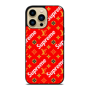 NEW SUPREME RED GOLD PATTERN iPhone 14 Pro Max Case NEW SUPREME RED GOLD PATTERN iPhone 14 Pro Max Case