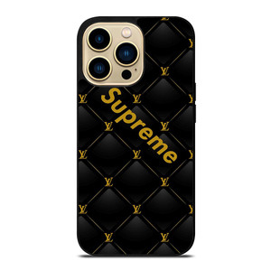 SUPREME BLACK PATTERN GOLD iPhone 14 Pro Max Case SUPREME BLACK PATTERN GOLD iPhone 14 Pro Max Case