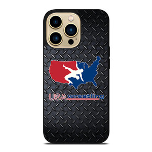 USA WRESTLING METAL LOGO iPhone 14 Pro Max Case