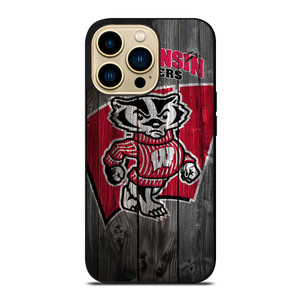 WISCONSIN BADGER WOODEN LOGO iPhone 14 Pro Max Case