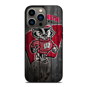 WISCONSIN BADGER WOODEN LOGO iPhone 13 Pro Case WISCONSIN BADGER WOODEN LOGO iPhone 13 Pro Case