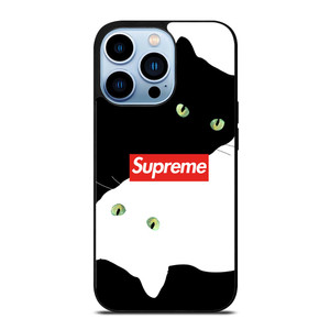 SUPREME BLACK WHITE CAT iPhone 13 Pro Max Case