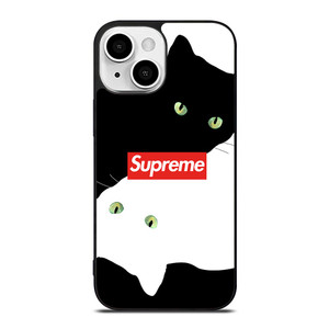SUPREME BLACK WHITE CAT iPhone 13 Mini Case SUPREME BLACK WHITE CAT iPhone 13 Mini Case
