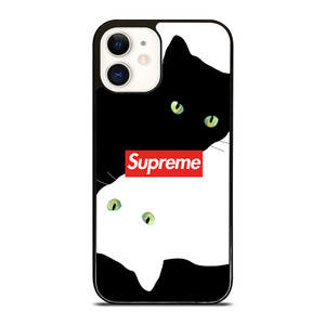 SUPREME BLACK WHITE CAT iPhone 12 Case