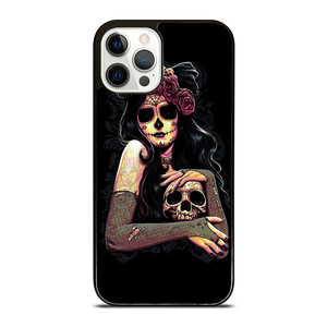 SUGAR SKULL TATTOO GIRL iPhone 12 Pro Case SUGAR SKULL TATTOO GIRL iPhone 12 Pro Case
