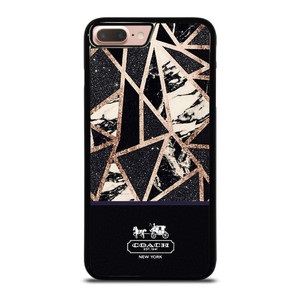 COACH NEW YORK GOLD BLACK TEXTURE iPhone 8 Plus Case