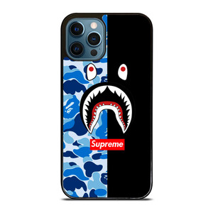 SUPREME BAPE SHARK CAMO BLUE BLACK iPhone 12 Pro Max Case