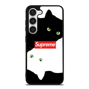 SUPREME BLACK WHITE CAT  Samsung Galaxy S23 Case