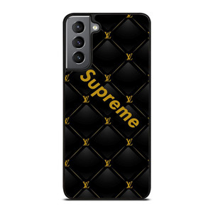 SUPREME BLACK PATTERN GOLD Samsung Galaxy S21 Plus Case