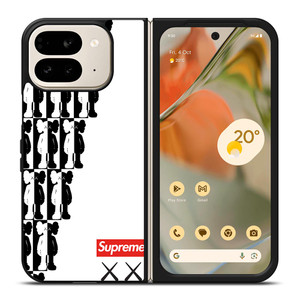 SUPREME KAWS BLACK WHITE Google Pixel 9 Pro Fold Case