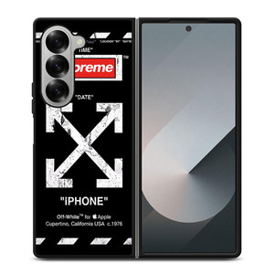 OFF WHITE BLACK SUP Samsung Galaxy Z Fold 6 Case Cover