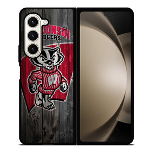 WISCONSIN BADGER WOODEN LOGO Samsung Galaxy Z Fold 5 Case Cover WISCONSIN BADGER WOODEN LOGO Samsung Galaxy Z Fold 5 Case Cover