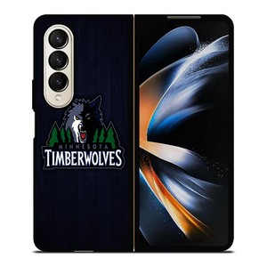 MINNESOTA TIMBERWOLVES WOODEN LOGO Samsung Galaxy Z Fold 4 Case Cover