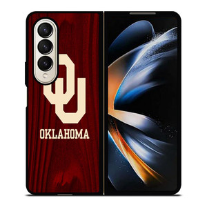 OKLAHOMA SOONERS WOODEN LOGO Samsung Galaxy Z Fold 4 Case Cover