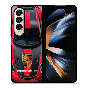PORSCHE RED CAR LOGO Samsung Galaxy Z Fold 4 Case Cover PORSCHE RED CAR LOGO Samsung Galaxy Z Fold 4 Case Cover