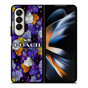 PURPLE FLOWERS COACH NEW YORK Samsung Galaxy Z Fold 4 Case Cover PURPLE FLOWERS COACH NEW YORK Samsung Galaxy Z Fold 4 Case Cover