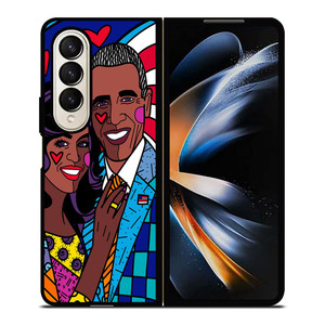 ROMERO BRITTO BARACK OBAMA Samsung Galaxy Z Fold 4 Case Cover ROMERO BRITTO BARACK OBAMA Samsung Galaxy Z Fold 4 Case Cover