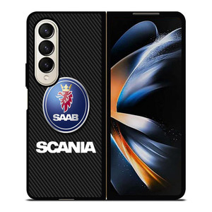 SCANIA TRUCK SAAB CARBON LOGO Samsung Galaxy Z Fold 4 Case Cover SCANIA TRUCK SAAB CARBON LOGO Samsung Galaxy Z Fold 4 Case Cover