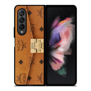 MCM WORLD WIDE BROWN LEATHER Samsung Galaxy Z Fold 3 Case Cover