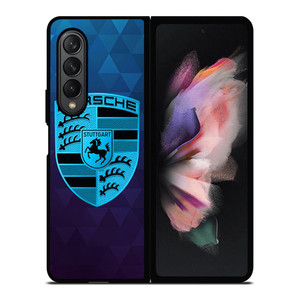 PORSCHE CAR BLUE LOGO Samsung Galaxy Z Fold 3 Case Cover PORSCHE CAR BLUE LOGO Samsung Galaxy Z Fold 3 Case Cover