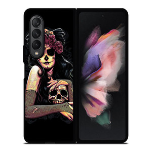 SUGAR SKULL TATTOO GIRL Samsung Galaxy Z Fold 3 Case Cover