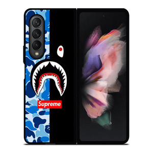 SUPREME BAPE SHARK CAMO BLUE BLACK Samsung Galaxy Z Fold 3 Case Cover
