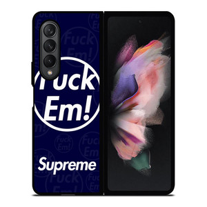 SUPREME FUCK EM BLUE Samsung Galaxy Z Fold 3 Case Cover
