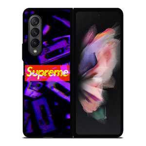 SUPREME PURPLE CASSETTE GLITCH Samsung Galaxy Z Fold 3 Case Cover SUPREME PURPLE CASSETTE GLITCH Samsung Galaxy Z Fold 3 Case Cover